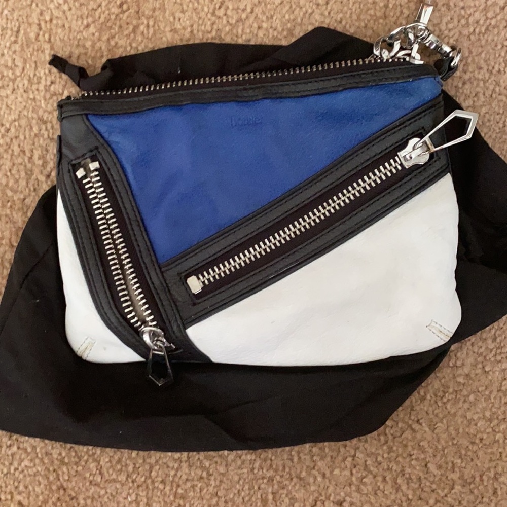 Botkier Cruz Leather Colorblock Crossbody Bag Blue White Black - Picture 5 of 6